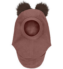 Huttelihut Balaclava - Wool - 2-layer - Withered Rose w. Pom-Pom