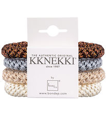 Kknekki Elastic Hair Bands - 4-Pack - Beige/Blue/Brown/Glitter