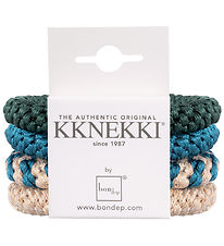 Kknekki Elastic Hair Bands - 4-Pack - Beige/Blue/Green/Glitter