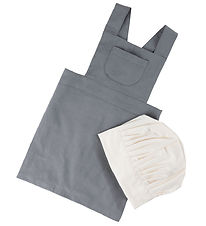 Sebra Apron w. Chef's hat - Elephant Grey/Classic+ White