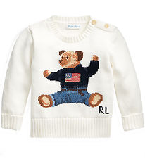 Polo Ralph Lauren Blouse - Knitted - White w. Soft Toy