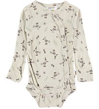 Joha Wrap Bodysuit L/æ - Bamboo - Beige w. Birds