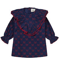 Flöss Dress - Luna - Navy/Ruby Bows