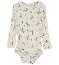 Joha Bodysuit L/æ - Bamboo - Beige w. Birds
