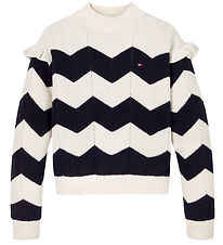 Tommy Hilfiger Bluse - Strick - Wellig Stripe - Ivory Petal Stri