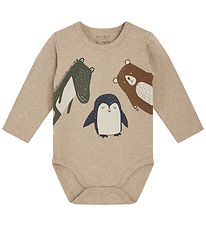Hust and Claire Bodysuit L/æ - Buster - Beige Melange w. Animals