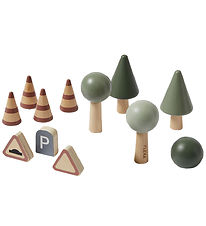 Flexa Play Accessories for Car Track - 14 pcs - Wood