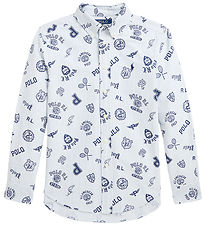Polo Ralph Lauren Hemd - Weiß/Hellblau Gestreift m. Navy