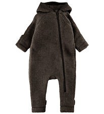 Mikk-Line Pramsuit w. Hood - Wool - Dark Brown Melange