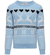 Kids Only Blouse - Knitted - KogMerry Xmas - Cashmere Blue/Merry