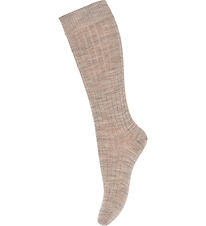 MP Strumpor - Ull - Rib - Light Brown Melange