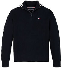 Tommy Hilfiger Bluse - Strick - Halber Reißverschluss - Desert S