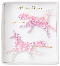 Meri Meri Hair Clips - 2-Pack - 6 cm - Pink/White w. Unicorns