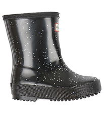 Hunter Rubber Boots - Kids First Giant Glitter - Black