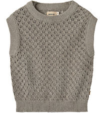 Wheat Weste - Strick - Saga - Warm Grey Melange m. Lochmuster