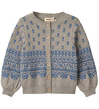Wheat Cardigan - Knitted - Jacquard - Vikki - Warm Grey Melange