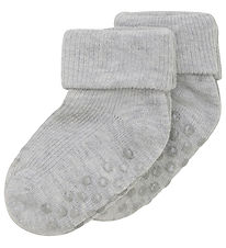 Minymo Socken - Rib - 2er-Pack - Light Grey Melange