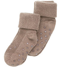 Minymo Socken - Rib - 2er-Pack - Silberne Nerz-Melange