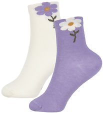 Minymo Socken - 2er-Pack - 3D-Effekt - Purple Haze