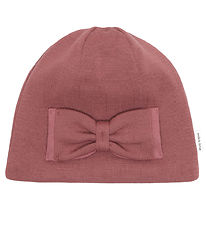 Mikk-Line Beanie w. Bow - Wool/Acrylic - 2-layer - Rose Brown