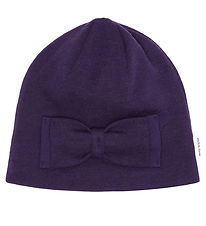 Mikk-Line Beanie - Wool/Acrylic - 2-layer - Nightshade/Bow