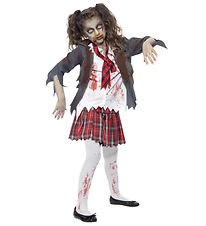 Smiffys Costume - Zombie School Girl - Grey/White/Red