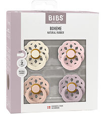 BIBS Bæheimur Snuðin - 4 Pakki - Stærð 2 - Umferð - Ivory/Blush/
