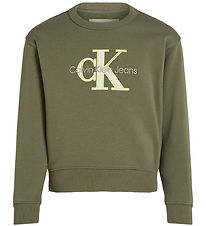 Calvin Klein Sweatshirt - Konturiert Mono Entspannt - Dusty Oliv