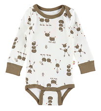 Katvig Bodysuit L/æ - Off White w. Chestnut figures