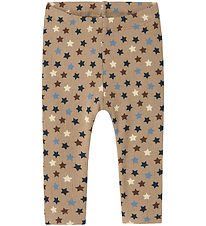 Name It Leggings - Rib - NbmRicco - Weathered Teak M. Stjörnur