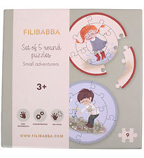 Filibabba Puzzlespiel-Set - Rund - 5x9 Teile - Kleine Abenteurer