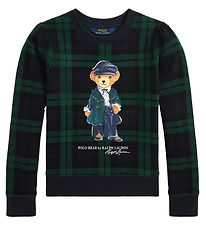Polo Ralph Lauren Sweatshirt - Schwarz/Grün Kariert m. Kuschelti