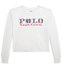 Polo Ralph Lauren Bluse - Kurz geschnitten - Weiß m. Strickerei