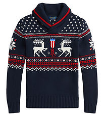 Polo Ralph Lauren Tröja - Bomull/Ull - Marinblå m. Mönster