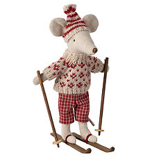 Maileg Winter mouse w. Ski - Mother - Red