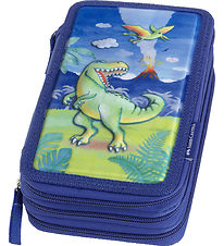 Faber-Castell Pencil Case w. Contents - Dinosaur - Blue