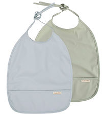 Filibabba Bibs w. Pocket - PU - 2-Pack - Pearl Blue/Desert S