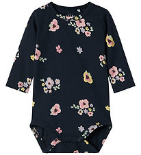 Name It Bodysuit L/æ - NbfVandora - Dark Sapphire/Flowers