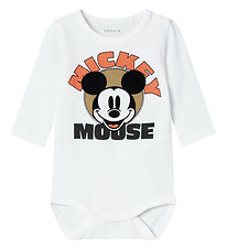 Name It Samfella L/æ - NbmOsi Mickey - Bright White