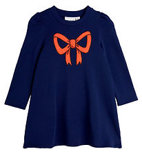 Mini Rodini Sweatklänning - Bow - Blue