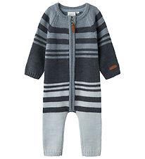 Name It Jumpsuit - Wool - NbmWriss - Ombre Blue w. Stripes