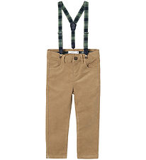 Name It Trousers w. Suspenders - NmmRyan - Weathered Teak