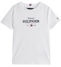 Tommy Hilfiger Stuttermabolur - Eingerð 1985 - Hvítt