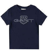 GANT T-skjorte - Avslappet kontrast Shield - Evening Blue