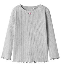 Name It Blouse - NmfSilke - Light Grey Melange