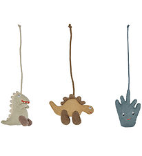 OYOY Clip Toy - 3 pcs - Dino - Beige/Saffron/Aqua Blue