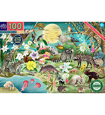 Eeboo Jigsaw Puzzle - 100 Bricks - Glow-In-The-Dark Nocturnal