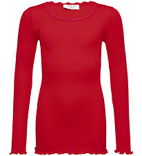 Rosemunde Blouse - Beatha - Rib - Crimson w. Lace