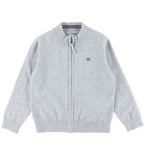 GANT Cardigan - Shield Cotton Zip - Knitted - Light Grey Melange