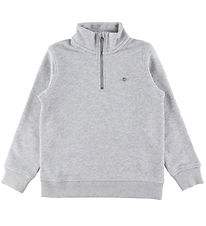 GANT Sweatshirt - Shield Halber Reißverschluss - Light Grey Mela
